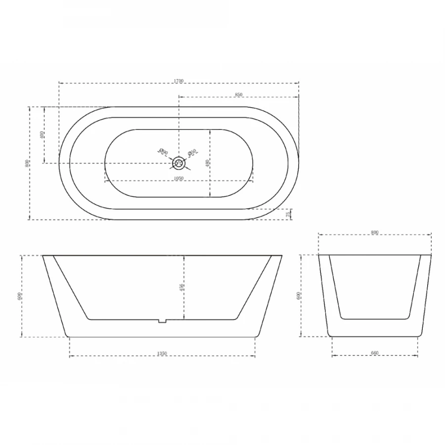 Акриловая ванна Abber AB9345-1.7 170х80 см