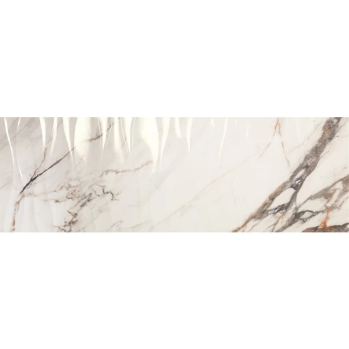 Плитка настенная Porcelanite Dos 1219 Calacata Gold Rel Wave Rectificado глянцевая белая 120х40 см