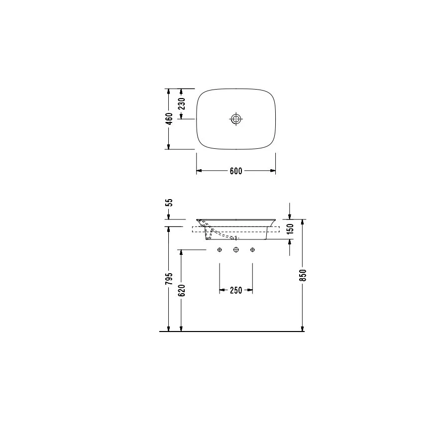 Раковина Serel Hera для установки в столешницу HR33DXS110H 60x46 см
