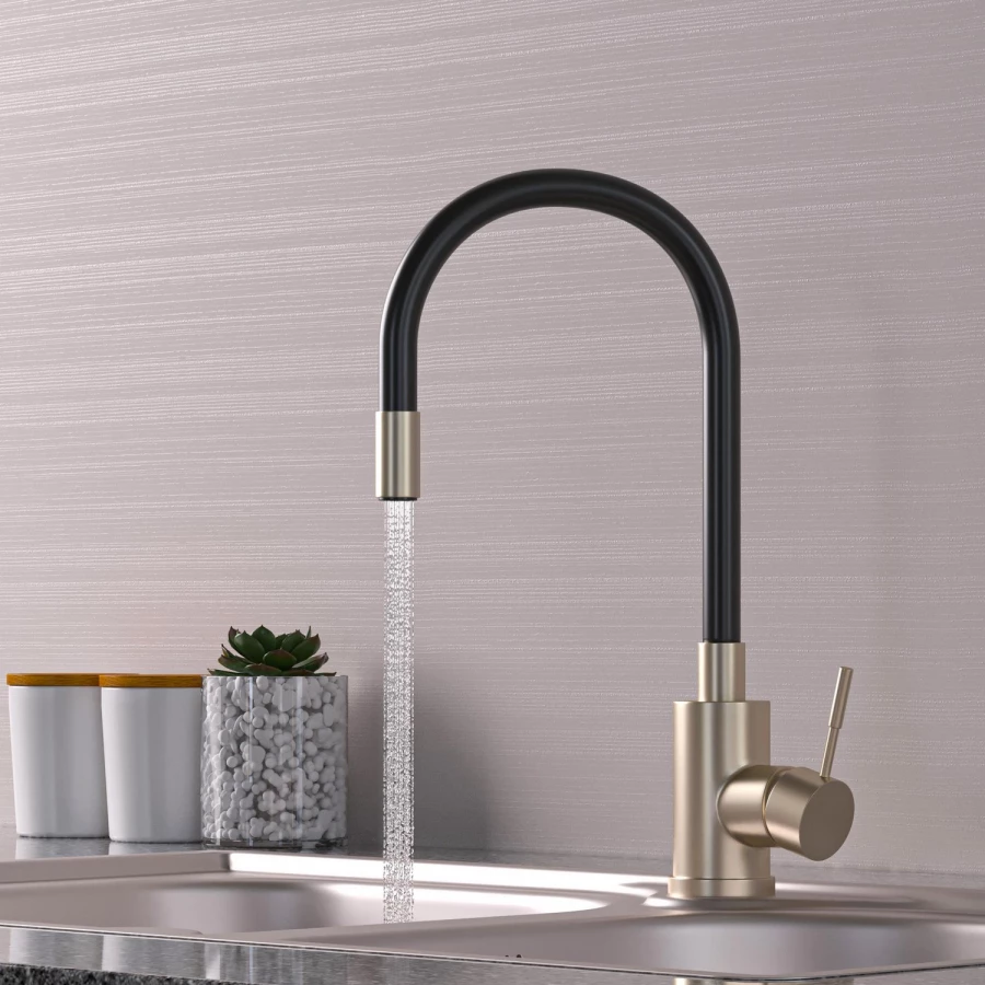 Смеситель для кухни 35k MixLine MLSS-0325 гибкий силиконовый излив 542377 черный