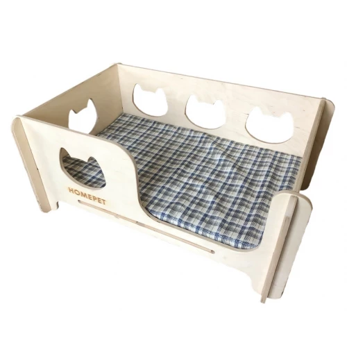 Кроватка универсальная Homepet деревянная с матрасом средняя 75х56х27 см