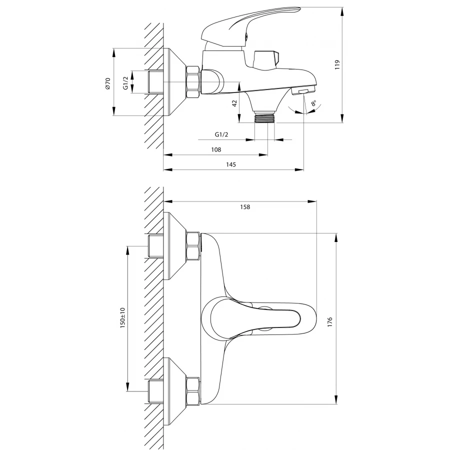 Смеситель для ванны Rossinka A35-30 хром