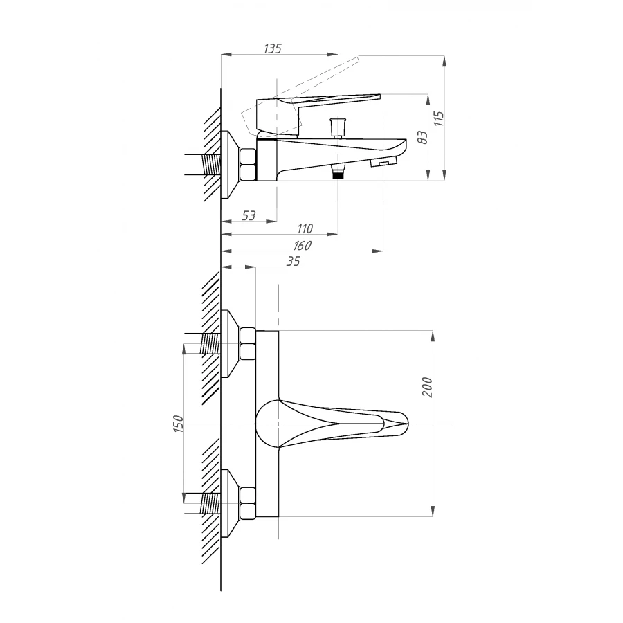 Смеситель для ванны с душем ПСМ-Профсан PSM-301-1 STEEL тип См-ВОРНШлА Золото