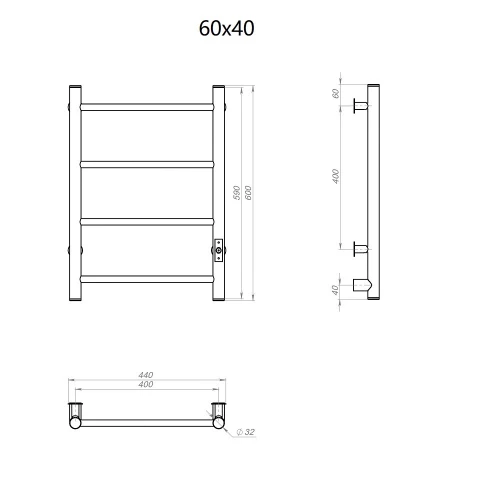 Полотенцесушитель электрический Aringa Честер AR03043GS 60х40 см