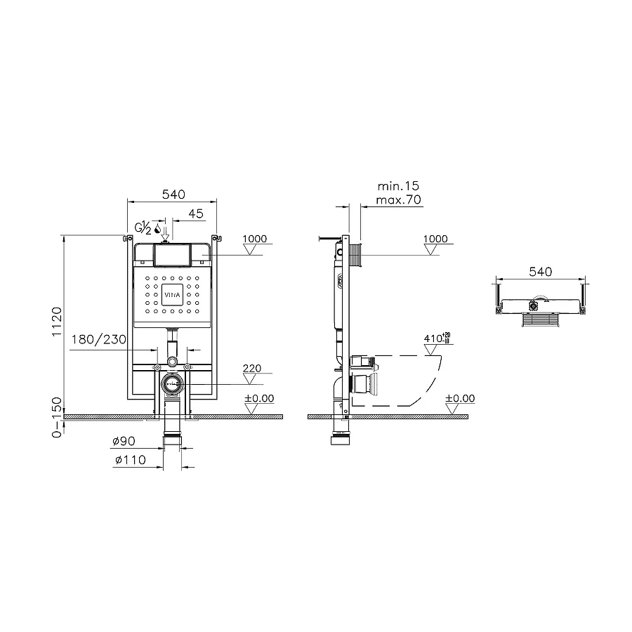 Инсталляция Vitra V-Fix Core 8 см все крепежи в комплекте 738-5800-01