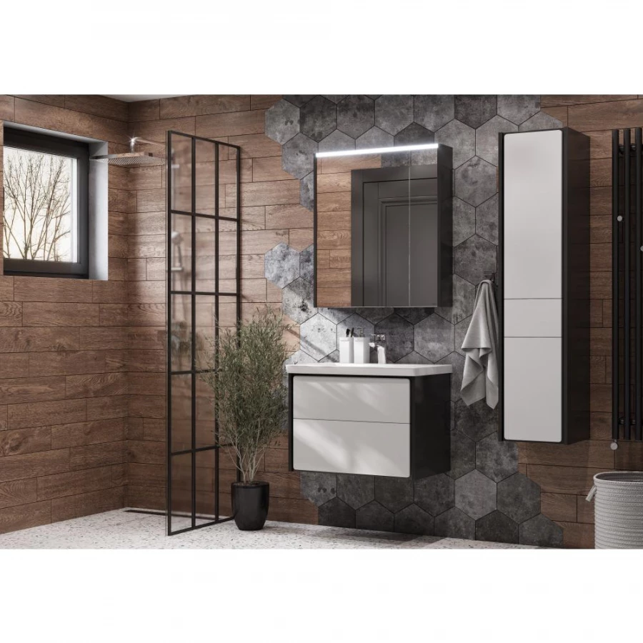 Тумба под раковину Roca Ronda 70 система push-to-open, белый глянец/антрацит ZRU9302964