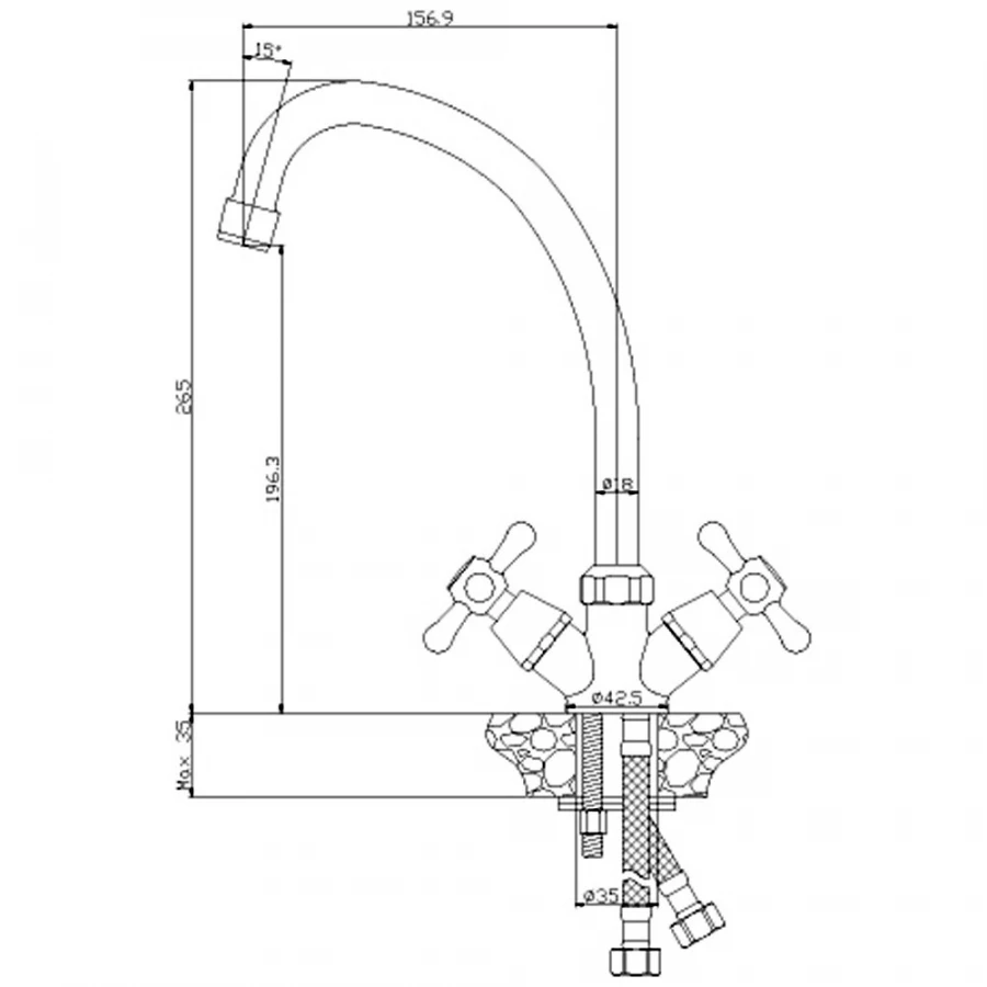 Смеситель для кухонной мойки Rossinka Y Y02-71 хром