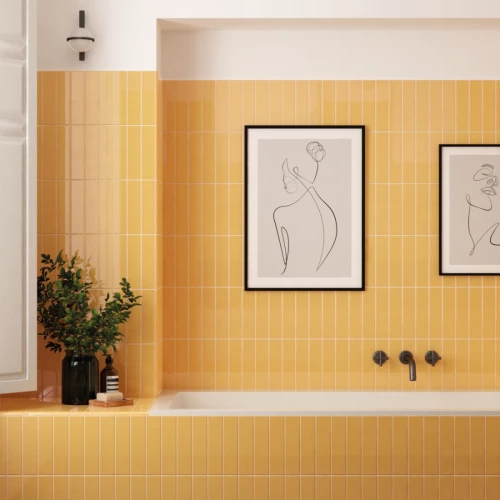 Плитка настенная Equipe Коста Нова Йеллов / Costa Nova Yellow глянцевая желтая 28449 20х5 см