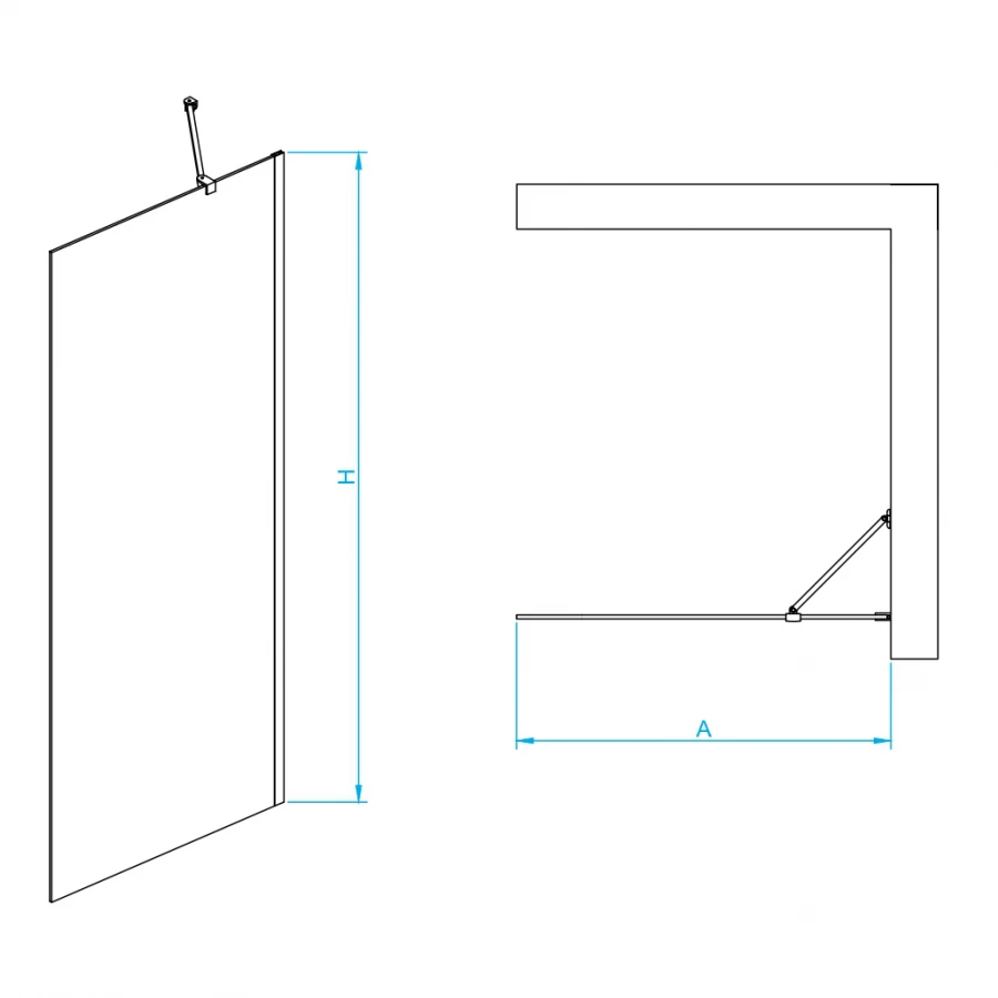 Перегородка для душа RGW WA-102 Прозрачное 351010209-11 90 см