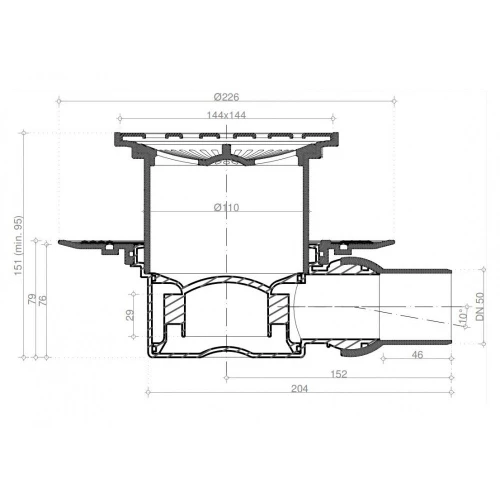 Точечный трап Pestan Confluo Standard Tide 13000001 15х15 см