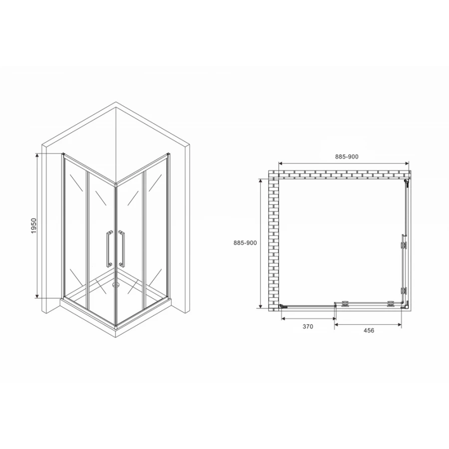 Душевой уголок Abber Schwarzer Diamant AG02090MH