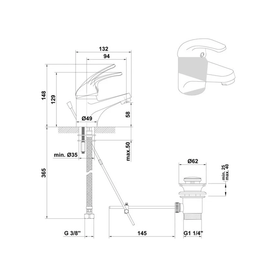 Смеситель для раковины Gala Alea 39356