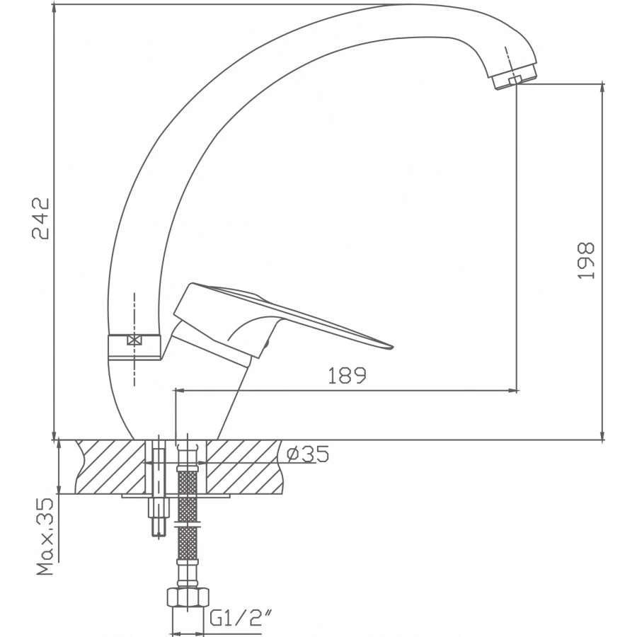 Смеситель Cron для кухни хром CN4104