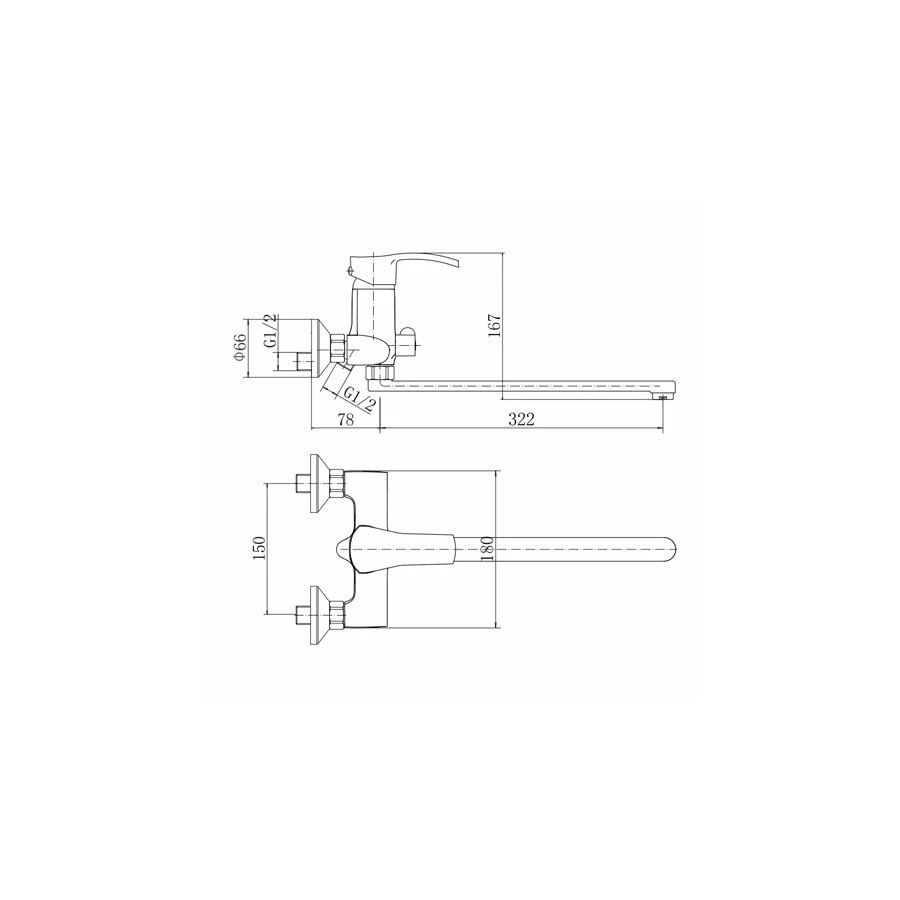 Смеситель для ванны и душа Fashun Хром A2270