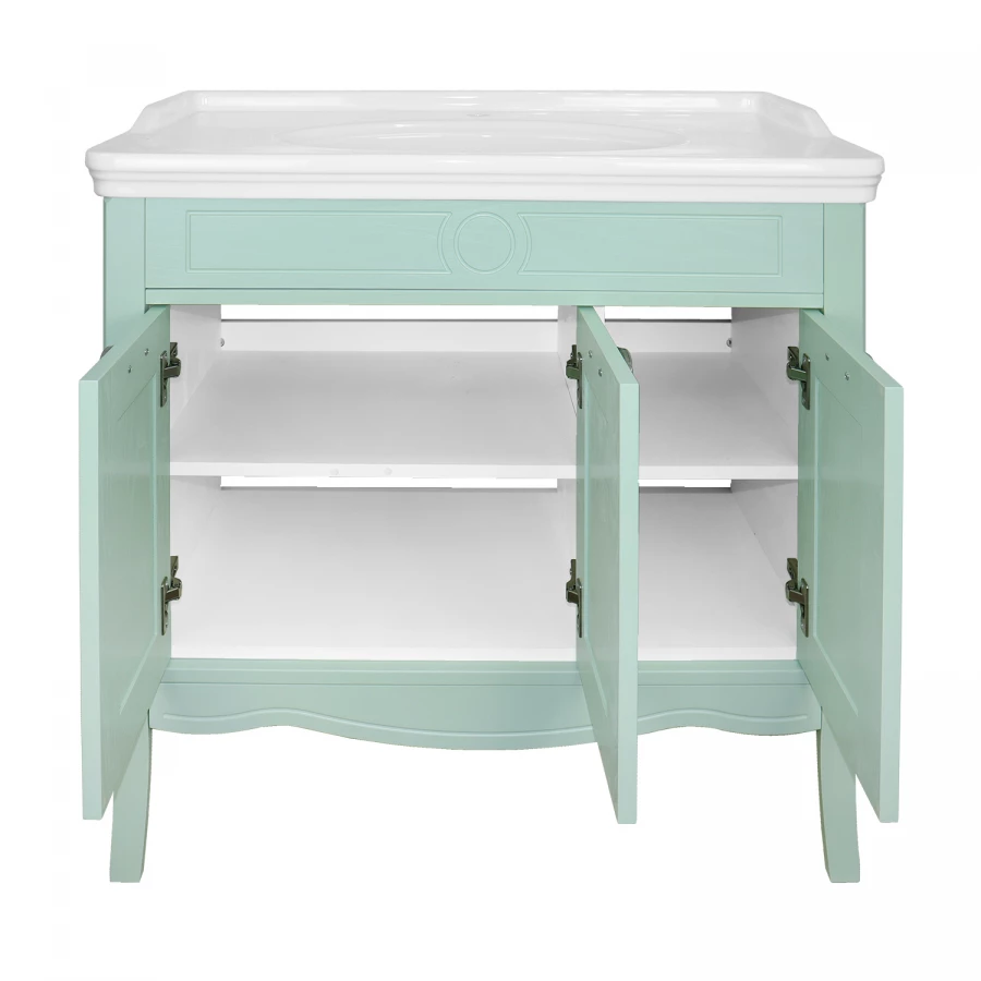 Комплект Тумба Azario Carolina 100 патина с раковиной Artdeco 100 Kale фисташковый CS00089178 100х88х50 cм