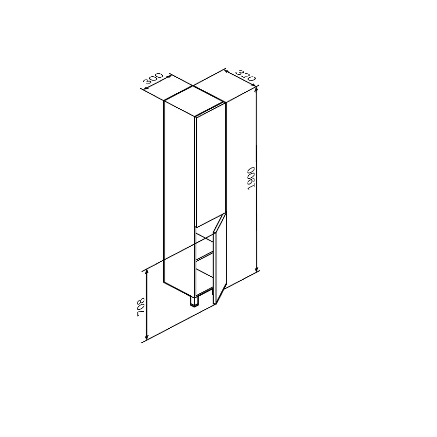 Шкаф-пенал напольный Am Pm Gem правый графит матовый M90CSR0306GM 30 см