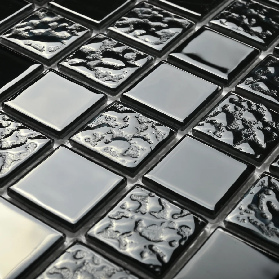 Мозаика Bonaparte Стеклянная мозаика Black Rose 25х25 глянцевая черная 30х30 см