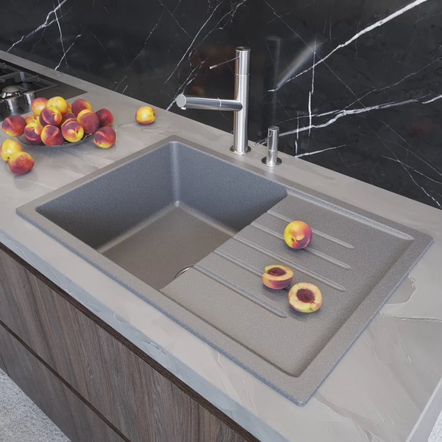 Мойка MixLine ML-GM19 New с крылом темно-серая 309 551983 75x50x20 см