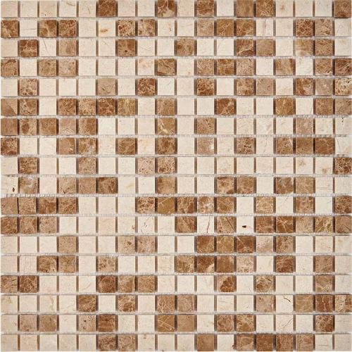 Мозаика Pixel mosaic Мрамор Emperador Light Crema Nova чип 15x15 мм сетка Полированная Pix 273 30,5х30,5 см