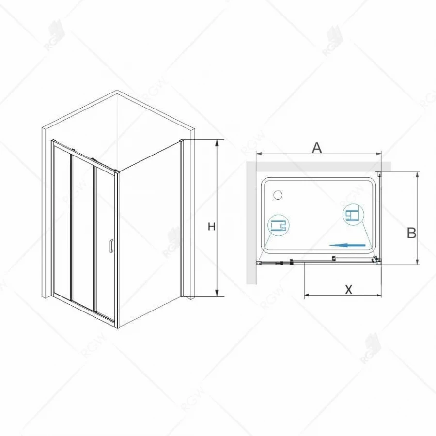 Душевой уголок RGW PA-73 P PA-13 + 2Z-050-2 Прозрачное 060873127-011P 120х70 см