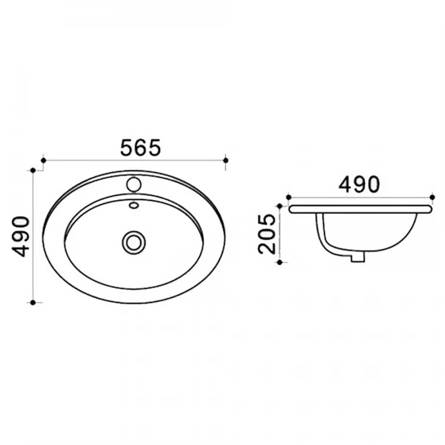 Раковина Azario встраиваемая белая AZ-T808 56,5х47,5х18 см
