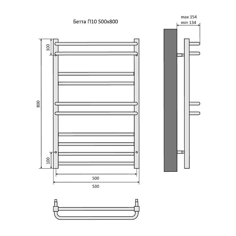Полотенцесушитель водяной Aquatek Бетта П10 AQ KRC1080CH 50х80 см