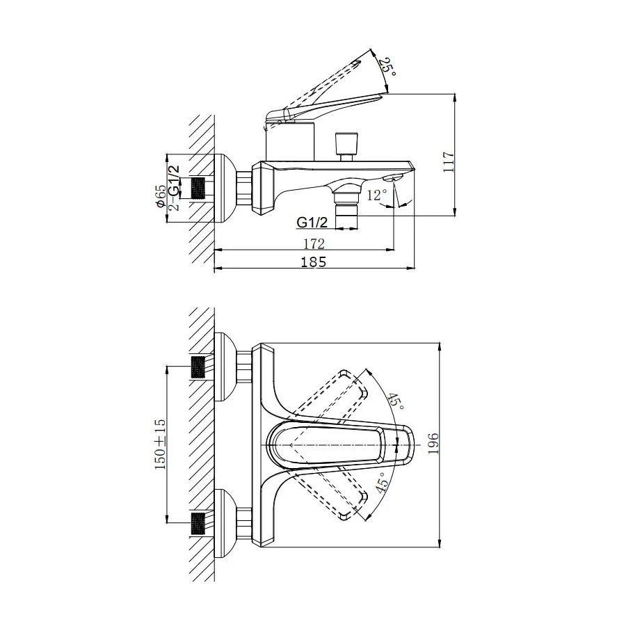 Смеситель одноручный для ванны Rush Nevis NE1735-44 хром