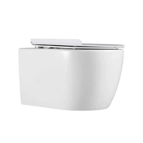 Унитаз подвесной безободковый укороченный Creto Logan L1 с крышкой сиденьем микролифт 1001-001-L1W/1 49 см