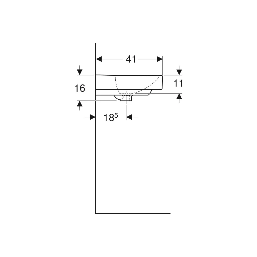 Раковина Geberit Smyle с отверстием под смеситель с отверстием перелива 500.256.01.1 50х41 см