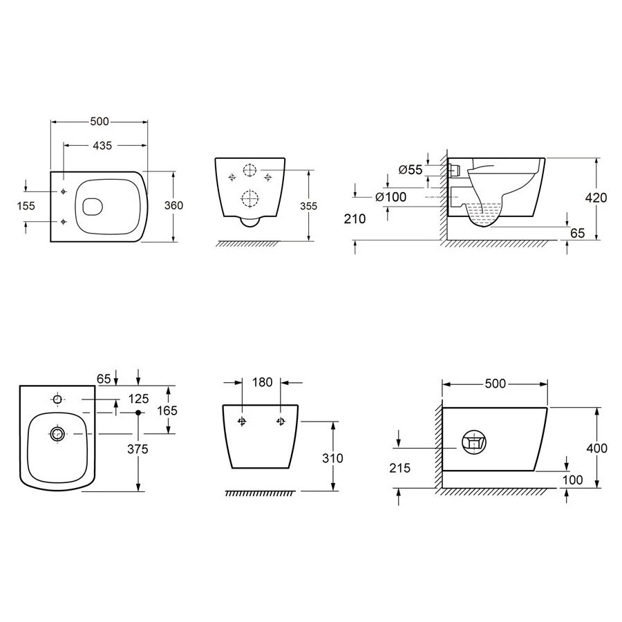 Унитаз с биде Lavinia Boho Aveo Rimless 21031008 (комплект 2 в 1)