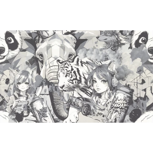 Обои флизелиновые Palitra Home Anime HomeColor серые HC72283-44 1,06х10,05 м