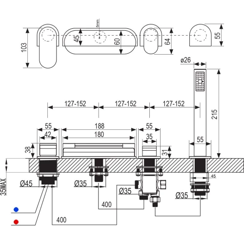 Смеситель для ванн Ravak Chrome CR 025.00 каскадный X070073