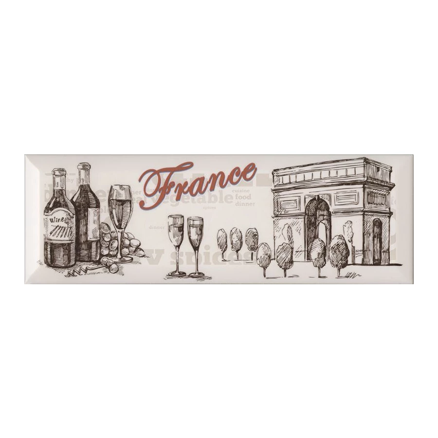 Плитка настенная Absolut Keramika Monocolor Decor Paris 01 глянцевая серая AK0986 30х10 см