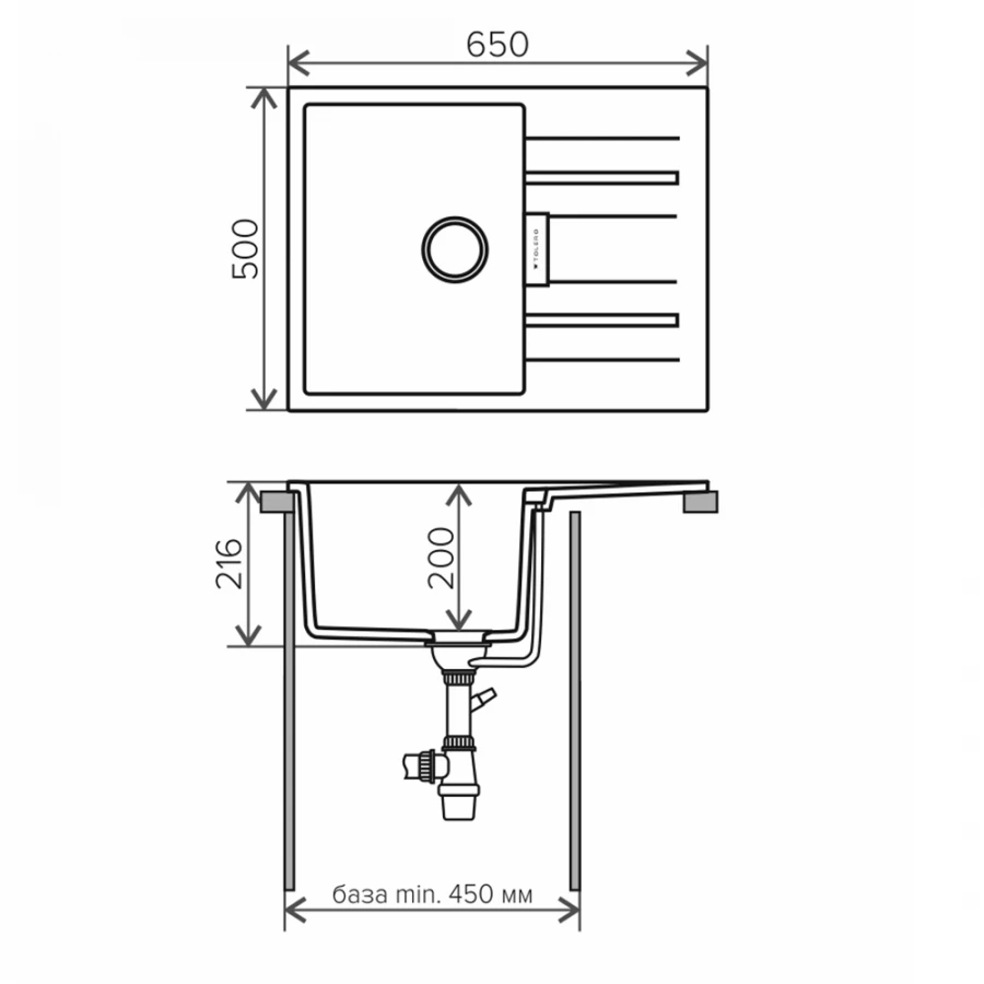 Кухонная мойка Tolero TL-650 TL-650 №923 белый 65х50 см