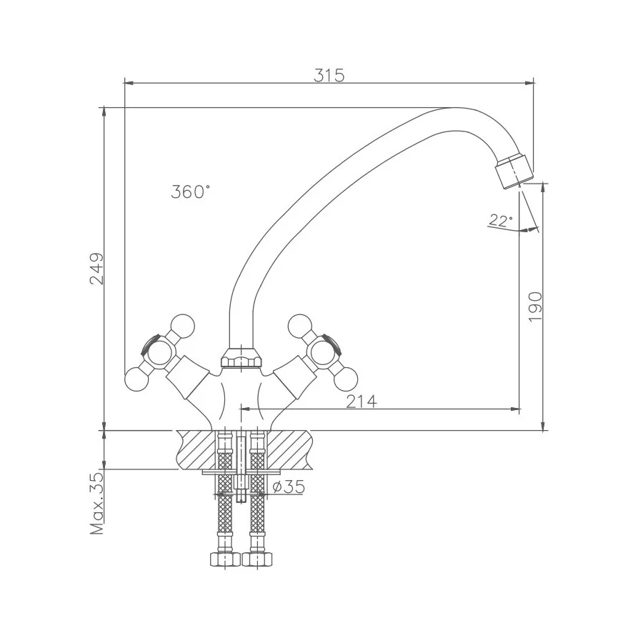 Смеситель для кухни Haiba HB4519