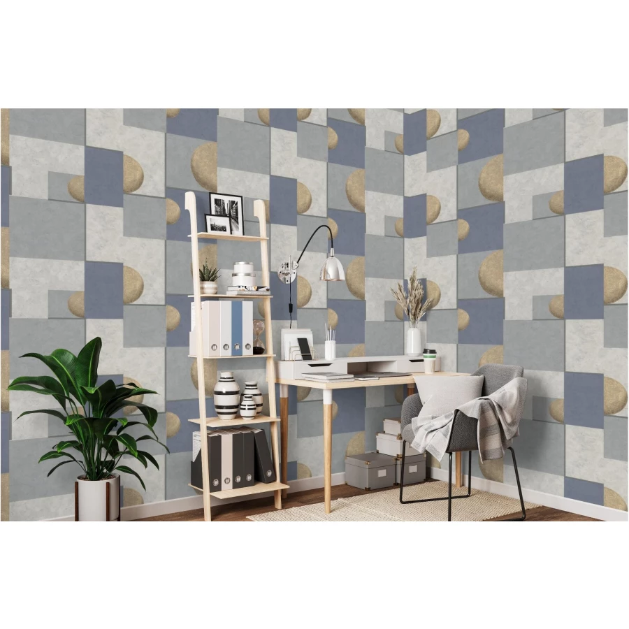Обои флизелиновые Palitra Home Eclipse серые синие HC72080-46 1,06х10,05 м