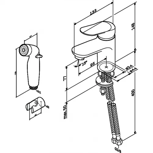 Смеситель Am Pm Sunny для раковины с гигиеническим душем F85C03000