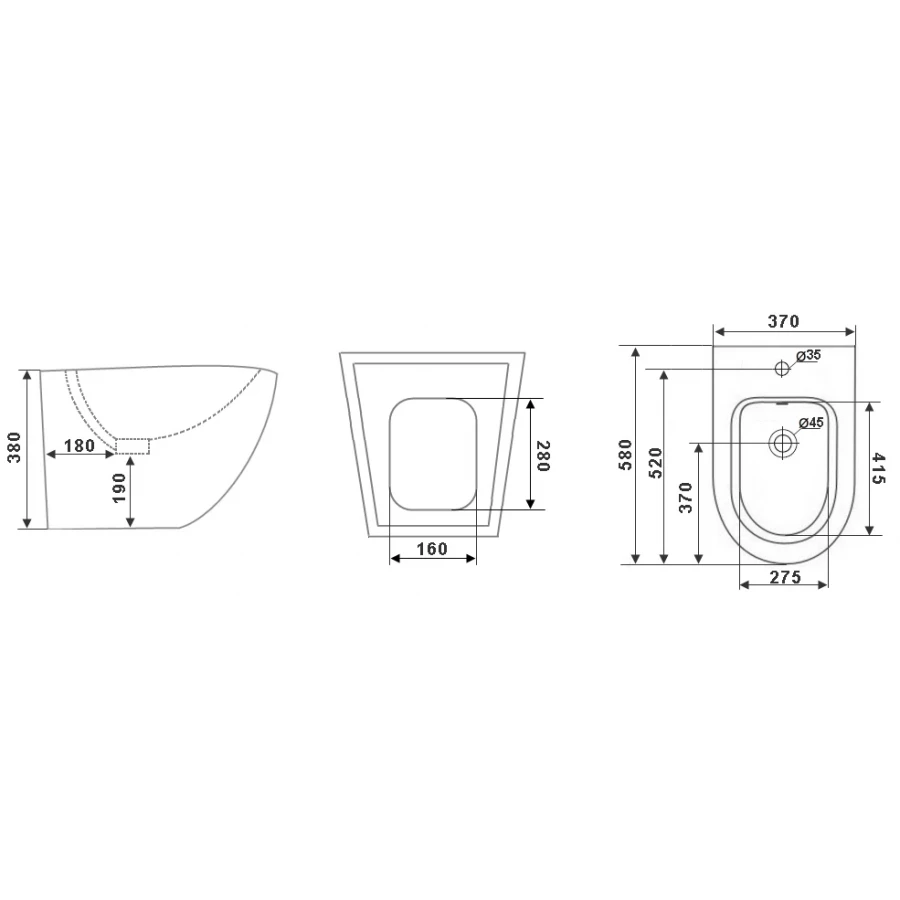 Биде напольное Timo Kulo TK-402 80x37x38 см