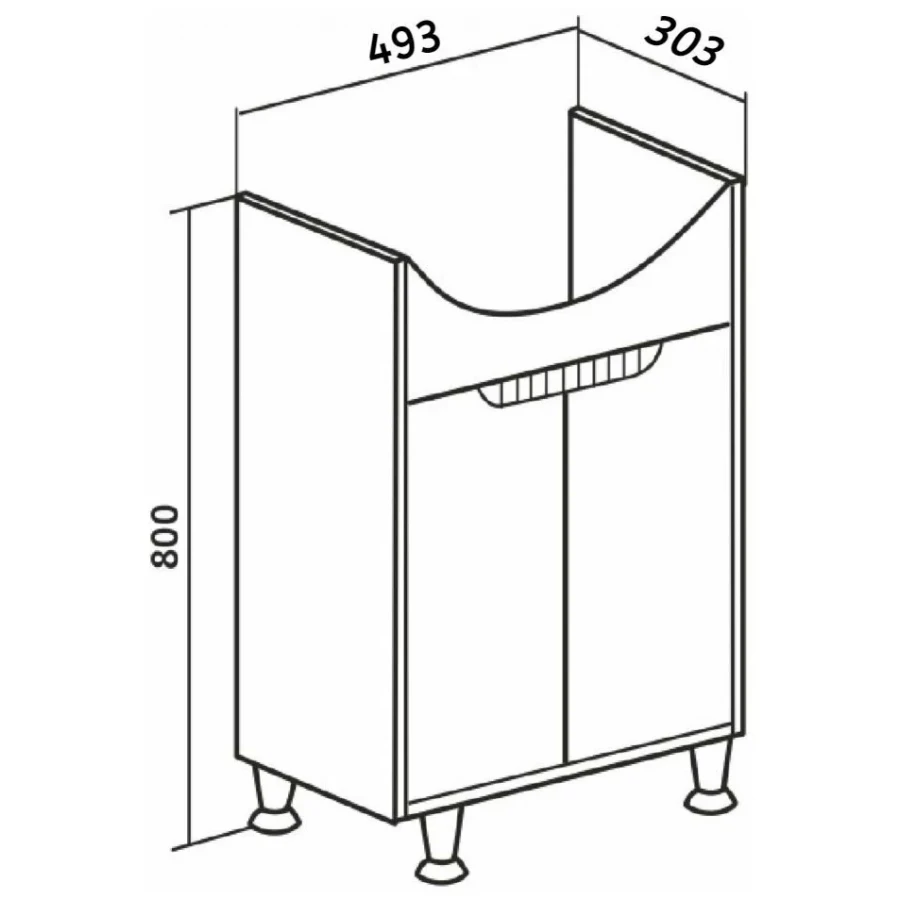 Тумба под раковину Runo Эко 50 серый бетон под умывальник Уют 50 00-00001326 48.2x80 см