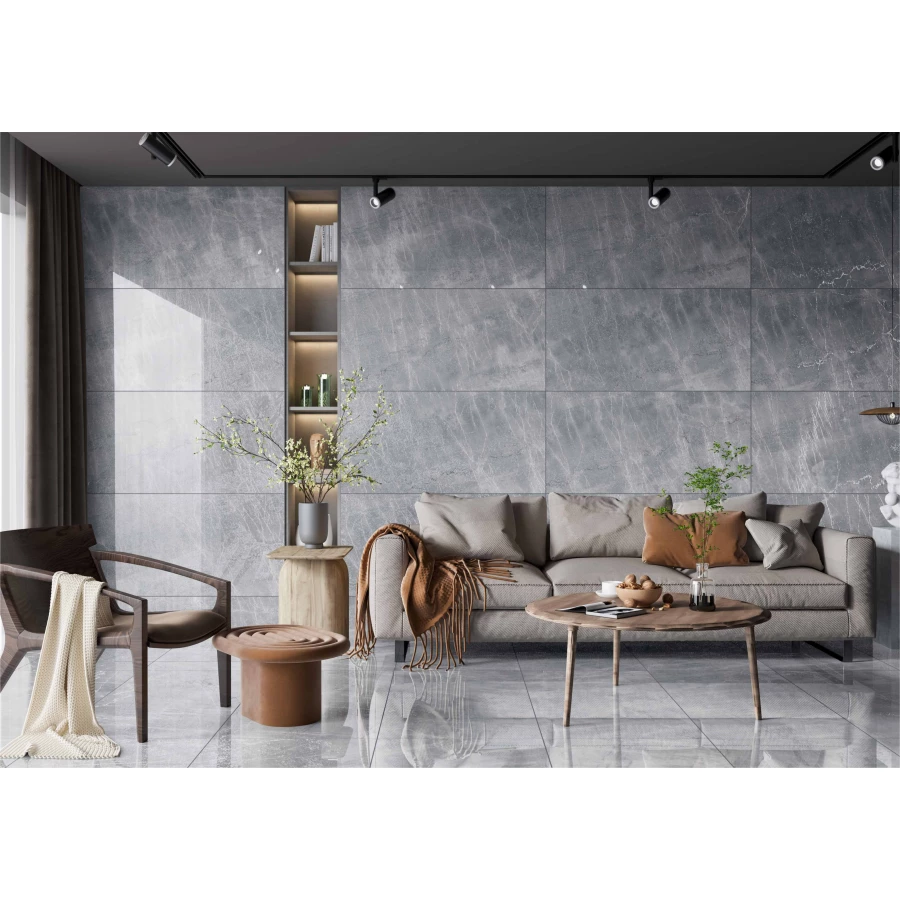 Керамогранит Realistik Oasis Graphite Lapato Carving серый 120х60 см