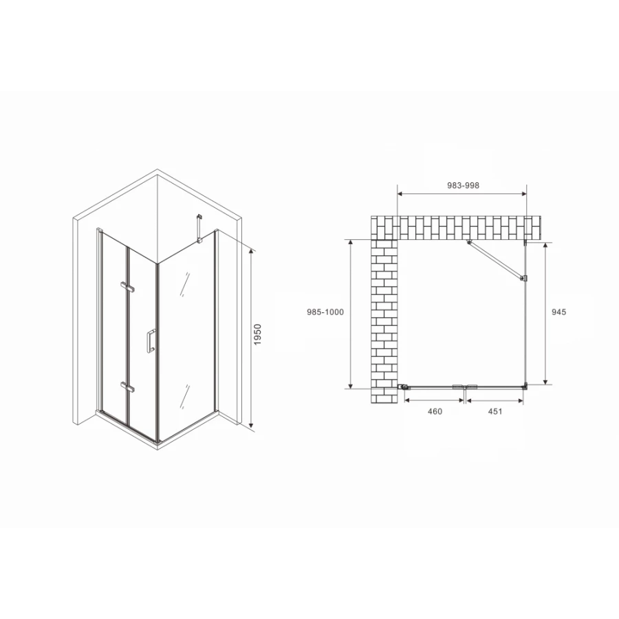 Душевой уголок Abber Zart AG08100P-S101