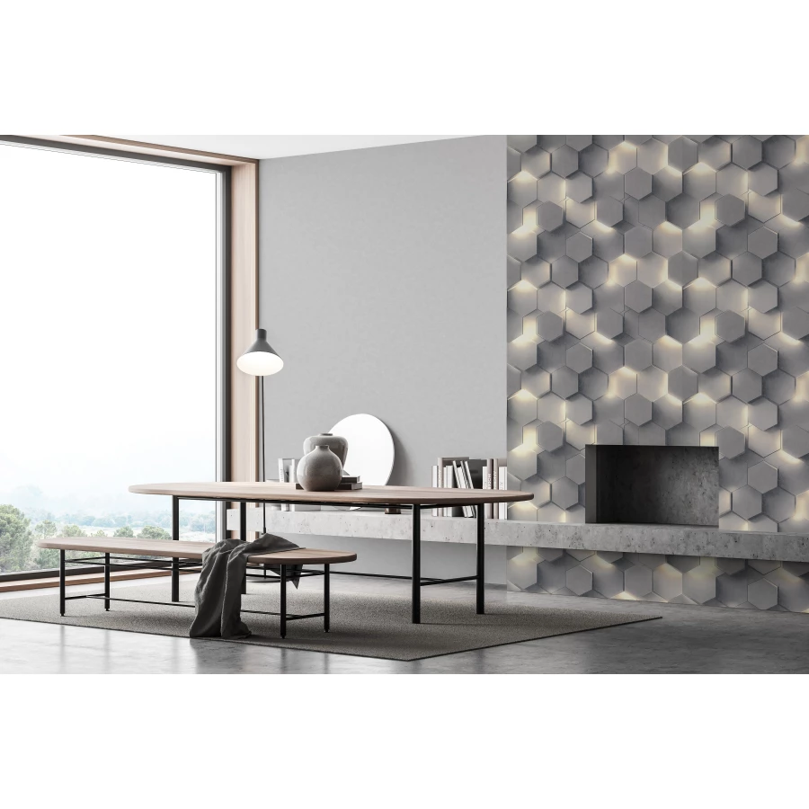 Обои флизелиновые Аспект Гексагон серые 70669-41 1,06х10,05 м