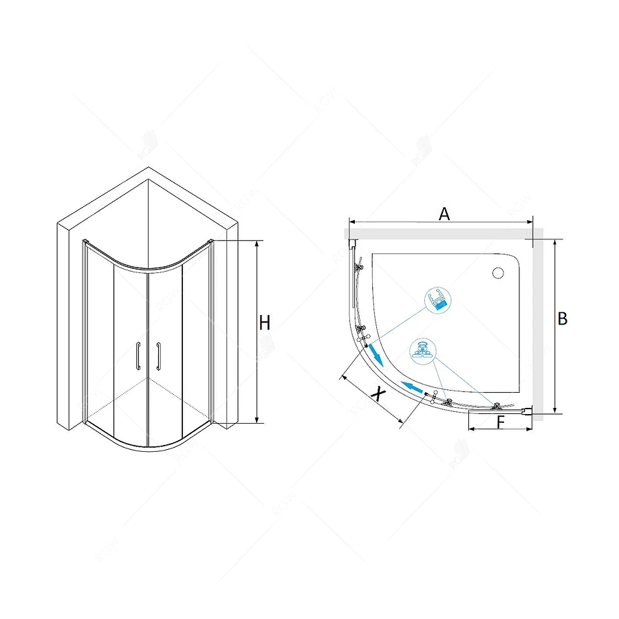Душевой уголок RGW PA-51B Прозрачное 02085199-14 900x900 мм