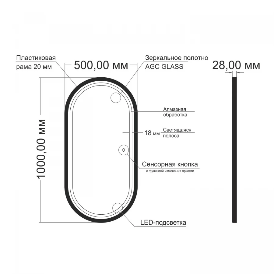 Зеркало MixLine Виола-лофт 550409 50x100 см