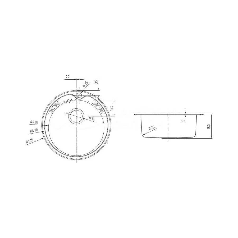 Мойка кухонная из нержавеющей стали Iddis Suno SUN51P0i77 51х51 см