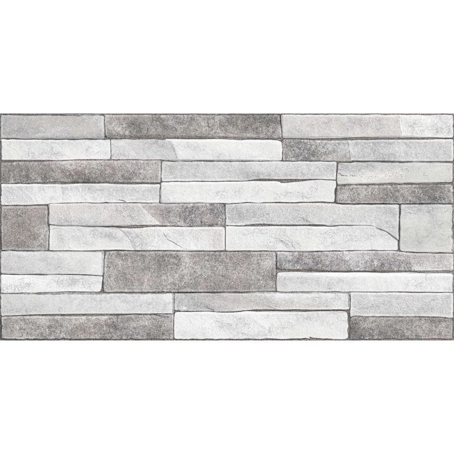 Плитка настенная Alma Ceramica Discover рельефная глянцевая серая TWU2550DCV17 50х24,9 см