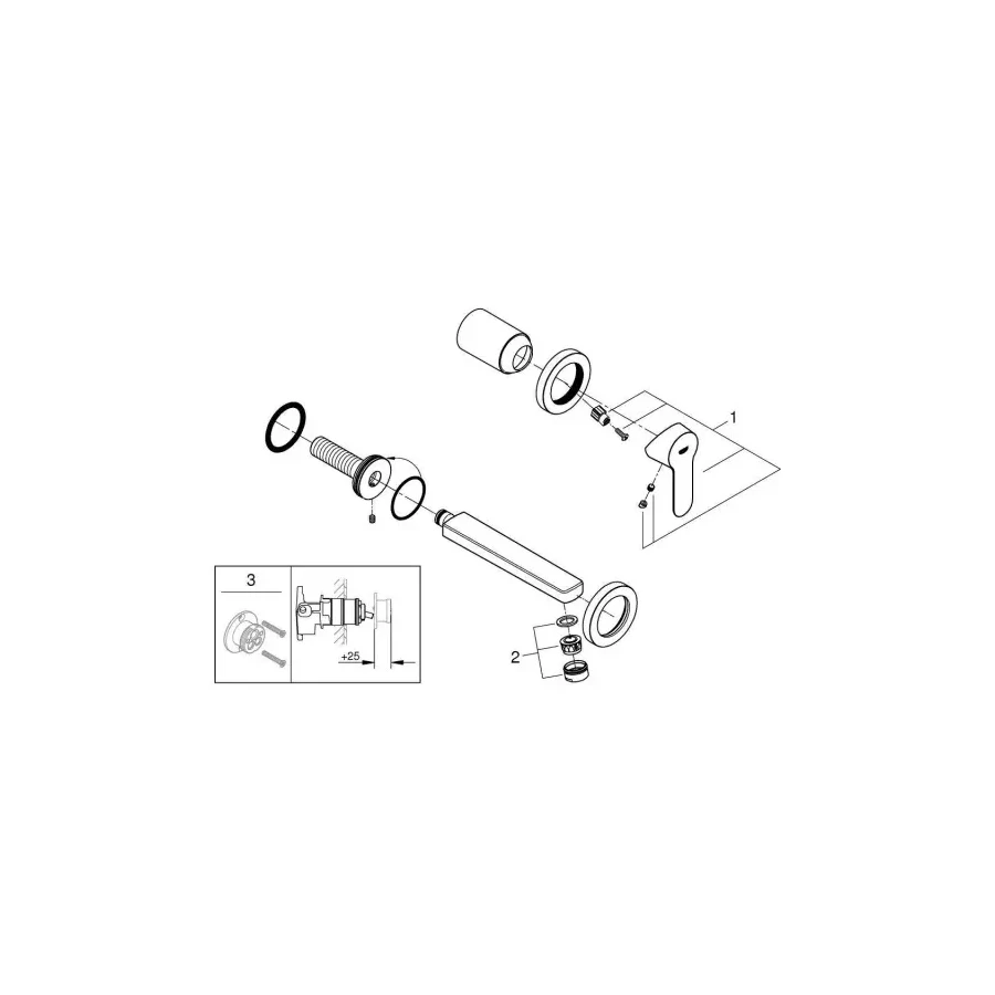 Смеситель для раковины Grohe BauEdge на 2 отверстия 20474000