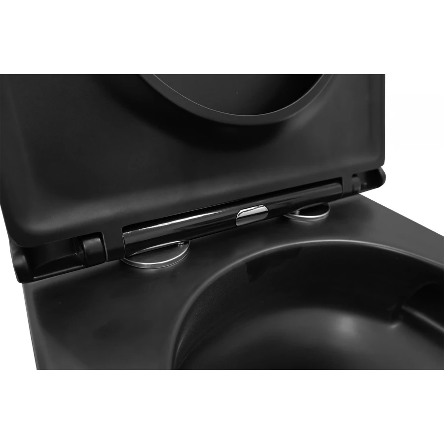 Унитаз подвесной Azario Grado безободковый система антивсплеск торнадо с быстросъемным сиденьем микролифт черный матовый AZ-0046-UQ1-MB 37х49х36 см