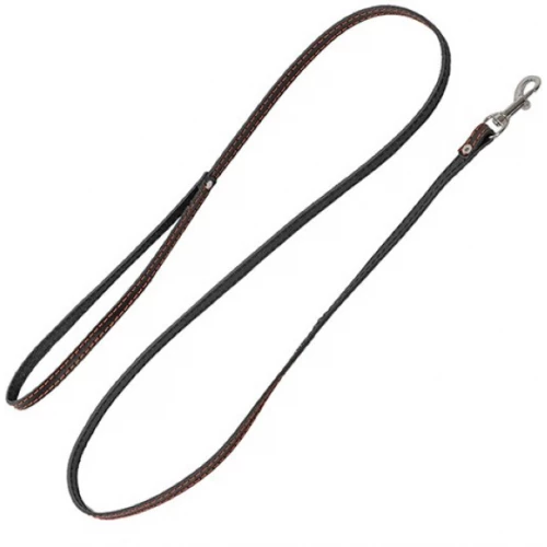 Поводок для собак Homepet кожаный простой простроченный черный 10 ммх120 см