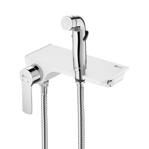 Смеситель с гигиеническим душем, настенный Lemark Solo LM7168CW хром белый